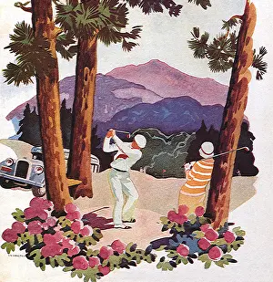 Teeing: Couple Golfing