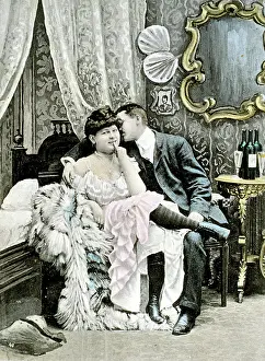 Intimate: Couple in an intimate bedroom scene