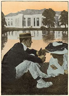 Boater: COUPLE BY LAKE/SUNSET