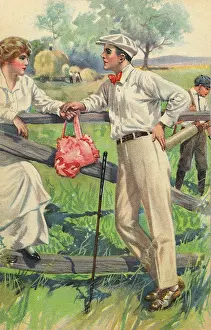 Devote: Couple lean on a fence at the golf course