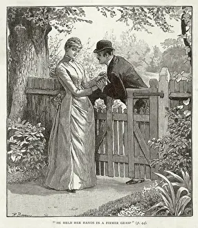 Linger: Couple lingering at a garden gate