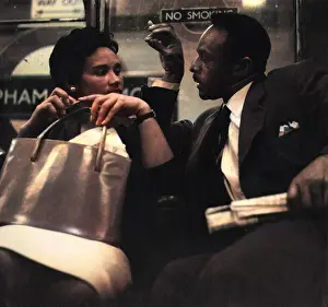 Clapham: Couple on a London underground train