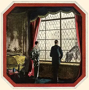 Couple Looks Out Window