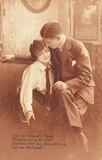 Neckties: Couple in love is smoking