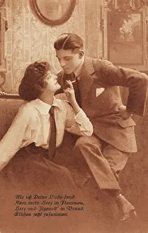 Neckties: Couple in love is smoking