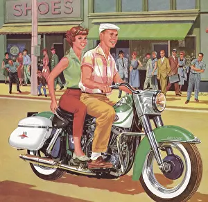 Motorbikes: Couple on Motorcycle