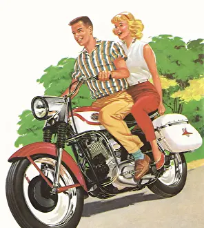 Motorbikes: Couple on Motorcycle