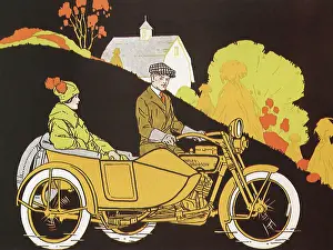 Motorbikes: Couple Motoring by Farm