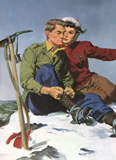 Climbers: Couple on Peak