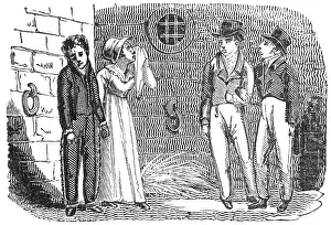 Locked: Couple in a prison cell, c.1800
