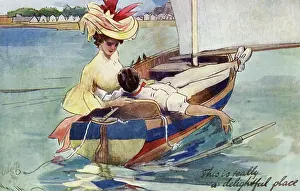 Spooning: Couple relaxing on a sail boat