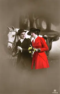 Sentimentality: Couple on a romantic walk with their horse