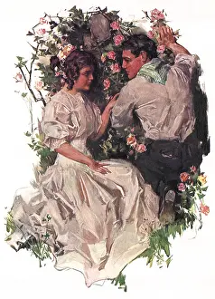 Glance: Couple by Rose Bushes