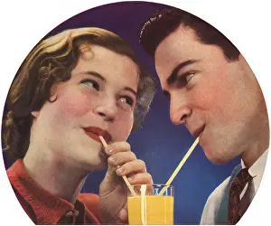 Juice: Couple Sipping OJ