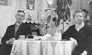 Samovar: Couple at a table, Zagorsk, Russia