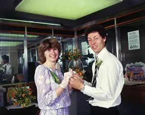 Helston: Couple taking part in Helston Floral Dance, Cornwall