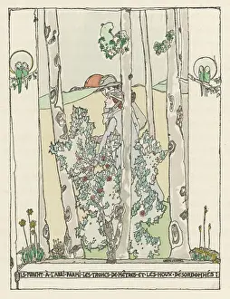 Jessie M King: COUPLE IN WOODS/HOLLY