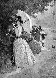 Reinicke: couples, A convenient moment, wood engraving
