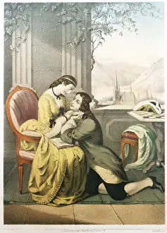 Checkmate: couples, lovers, Checkmate, colour lithograph