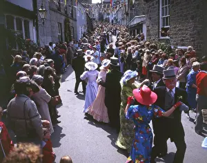 Helston: Couples taking part in Helston Floral Dance, Cornwall