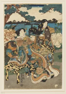 Kunisada: Courtesan and maid