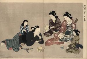 Shamisen: Courtesans playing shamisen to entertain a