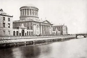 Liffey: Four Courts, Dublin, Ireland, 1880's