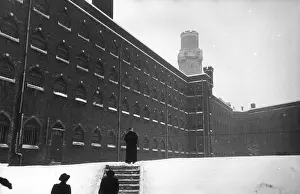 Courtyard of Holloway Prison covered in snow