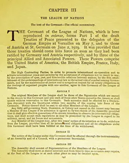 Charter: The Covenant of the League of Nations was the