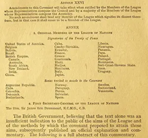 Charter: The Covenant of the League of Nations was the