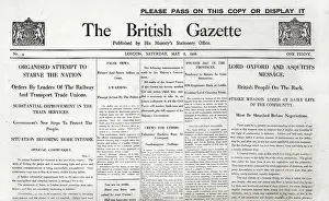 Asquith: Front cover, The British Gazette, General Strike, 1926