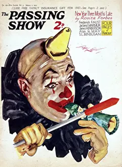 Cracker: Cover design, clown with Christmas cracker