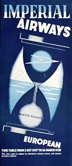 Hourglass: Cover design, Imperial Airways timetable, 1937-1938