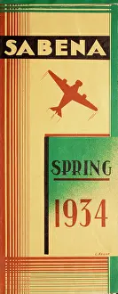 Timetable: Cover design, Sabena timetable, Spring 1934