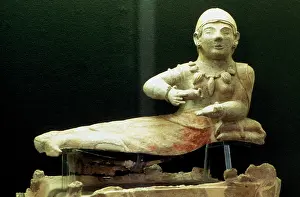 Cinerary: Cover of an Etruscan polychrome