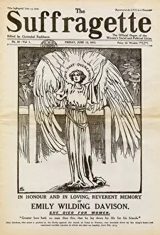 Davison: Cover of The Suffragette featuring memorial to Emily Davison