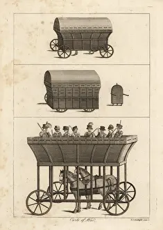 Musketeers: Covered carts of war with musketeers inside
