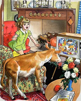 Dougal: Cow watching the television