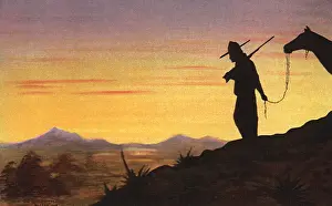 Ranger: Cowboy with Horse at Sunset