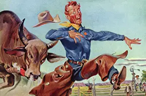 Ranchers: Cowboy runs from Charging Bull