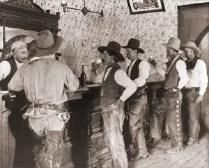 Lcgr2001: Cowhands line up at the Equity Bar in old