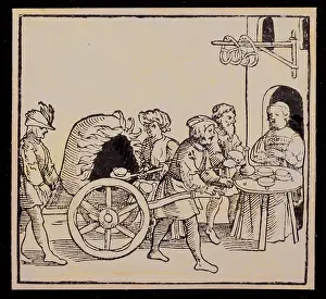 1414: craft / handcraft, baker, pie baker, woodcut