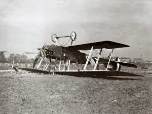 Bailleul: Crashed BE2E biplane, Bailleul, Northern France, WW1