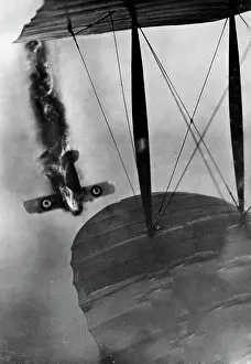 Dogfight: Crashing British airplane at the western front in the First