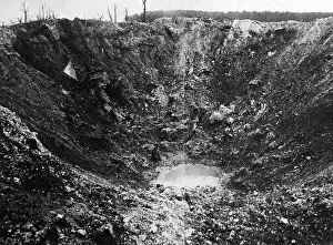 Explosives: Mine crater at the Eastern front, 1917
