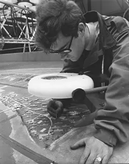Magnifying: Creating model for flight simulator, RAF Lyneham, Wiltshire