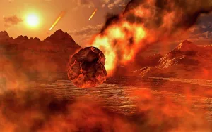 Collision: The creation of a planet, as gravity pulls in