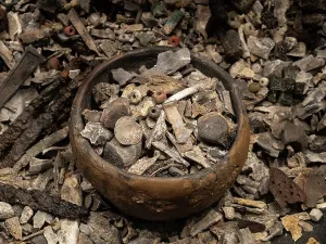 Runes: Cremated bones, Swedish History Museum, Stockholm, Sweden