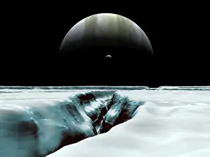 Jupiter: A crescent Jupiter and volcanic satellite, Io, hover over ?