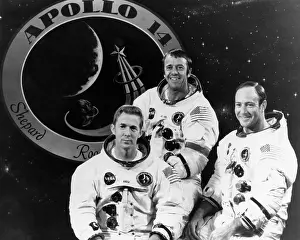 Roosa: The crew of Apollo 14, L-R: Stuart Roosa, ?